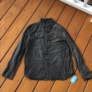 Lucky Brand Grey Denim Button Down Top